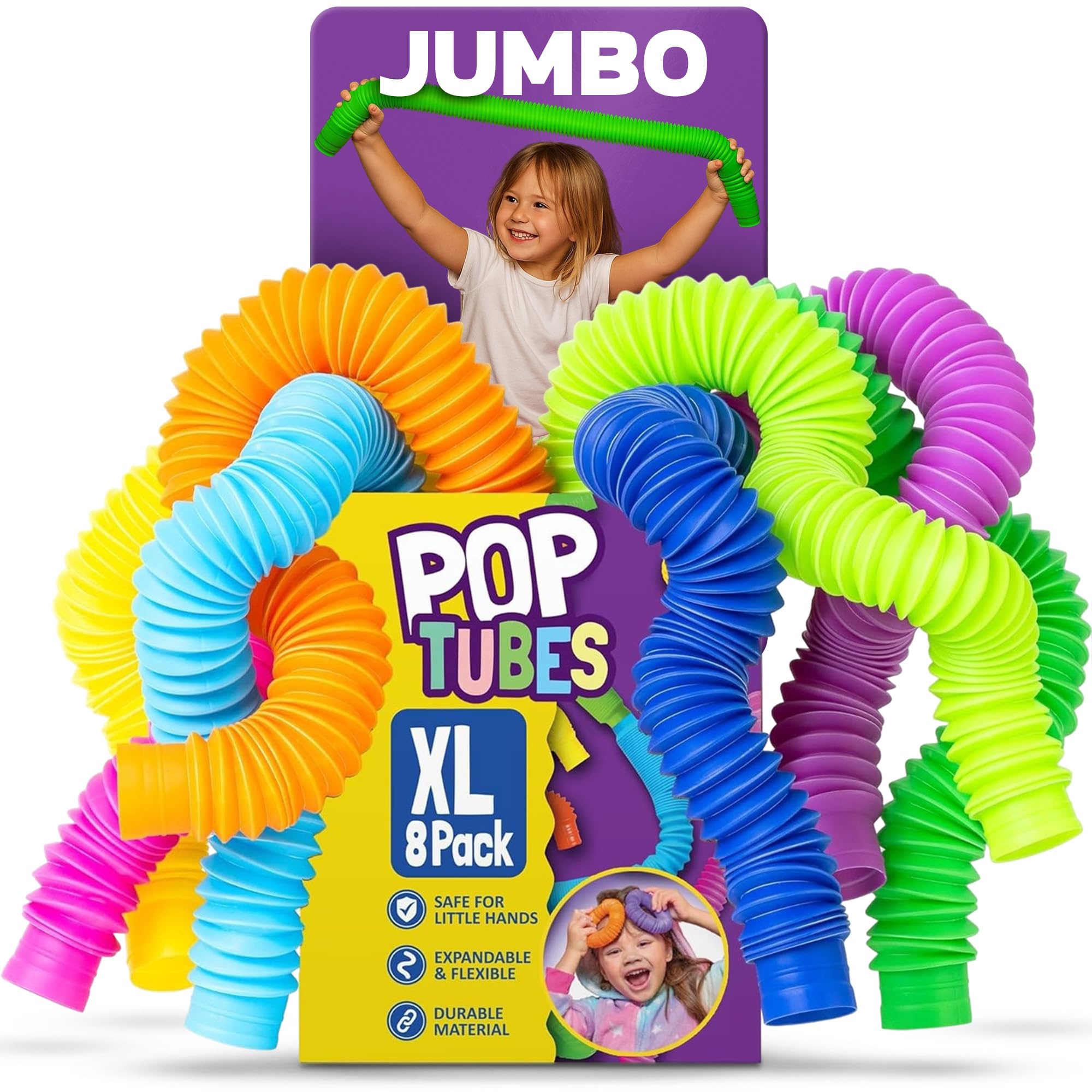 Amazon.com: Nutty Toys Jumbo Pop Tubes - 8-Pack XL Sensory Toys